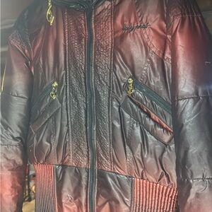 Baby Phat Red Animal Print Jacket with Gold Logo